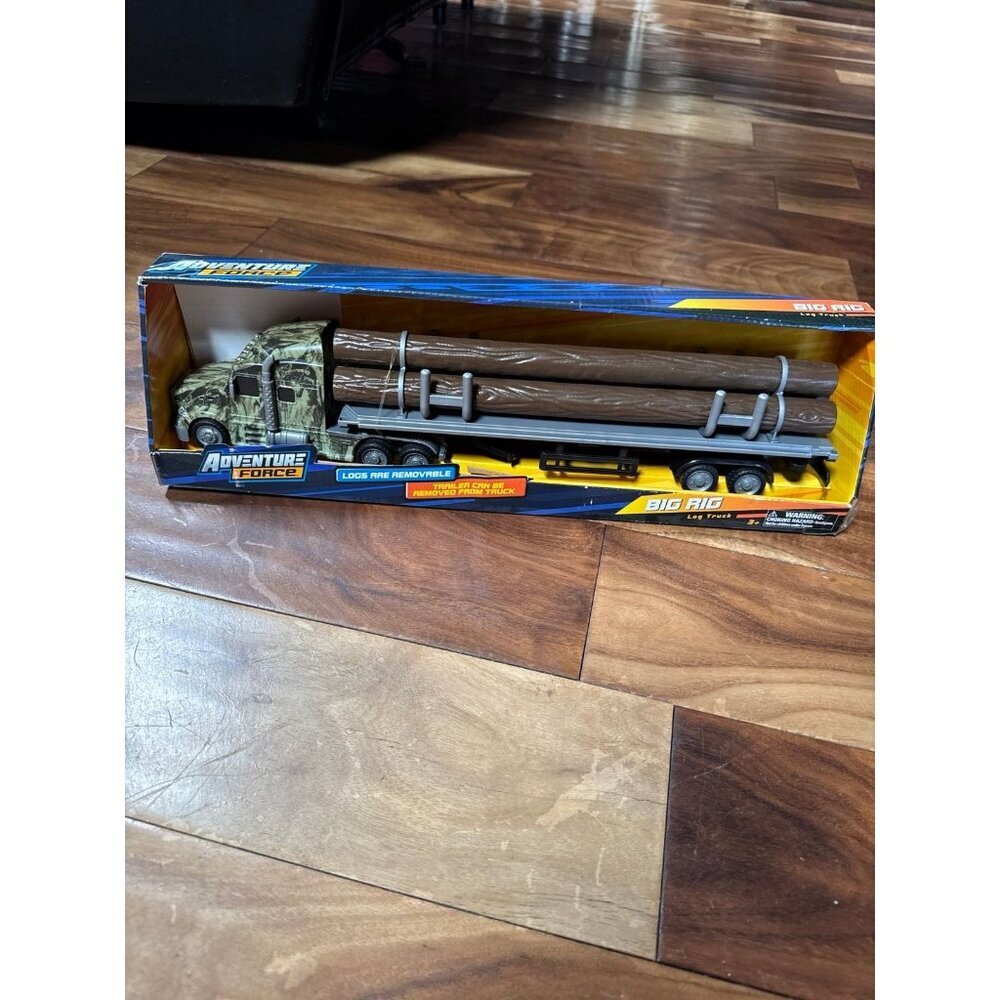 Adventure Force Big Rig Log Truck play vehicle. Green camo